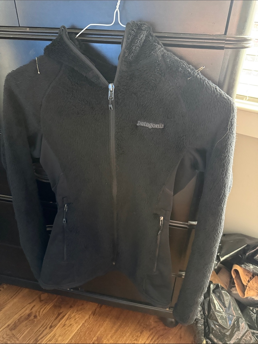 Patagonia Black Plush Fleece Hooded Jacket